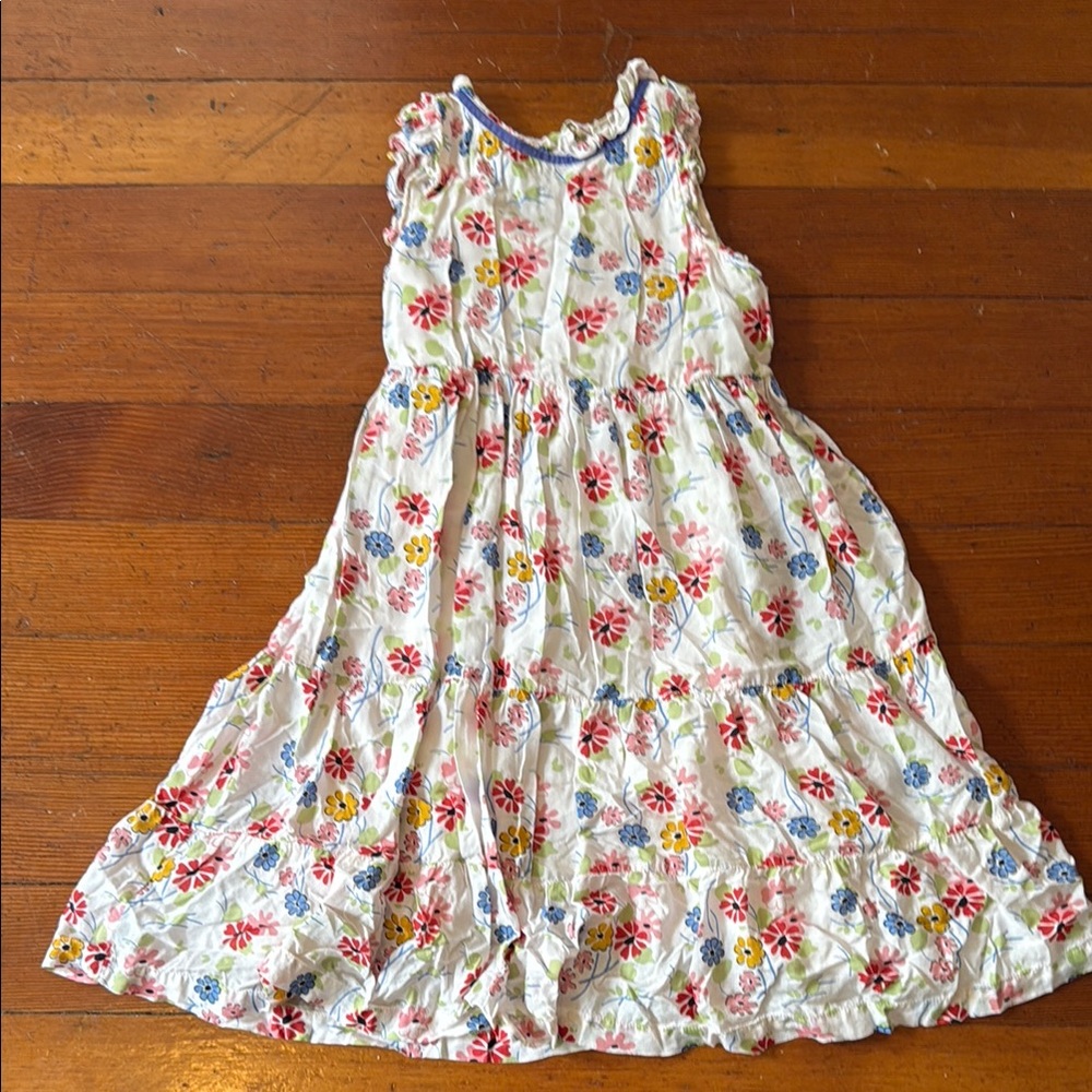 Colorful Floral Kids Dress - White and Multicolor